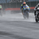 A group of riders led by Alvaro Bautista during practice for the MotoGP British Grand Prix at Silverstone Circuit.